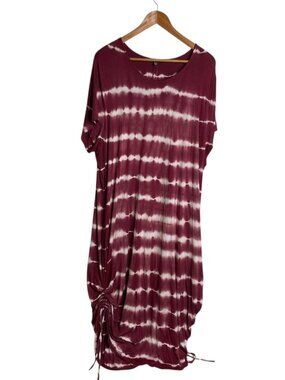 Lane Bryant Women's Dress Burgundy Sz 26/28 Ombre Adjustable Ruched Sides NWT